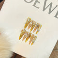 New gold glitter handmade full diamond press-on nails - gold, brightening, high-end press-on nails
