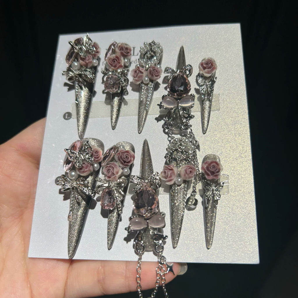 Heavy industry hot girl style purely handmade wearable nails new handmade nail art patch long nails