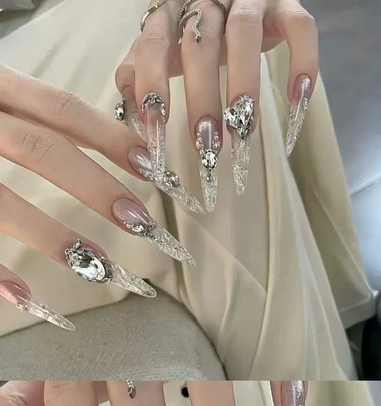Autumn and winter pure desire atmosphere sticker drilling fairy manicure hand-worn nail removable phototherapy nail