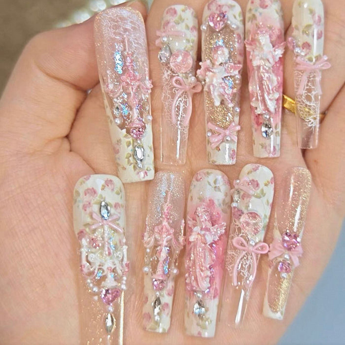 Aurora Garden Wear Nail Design Nail Patch Retro Fake Nails
