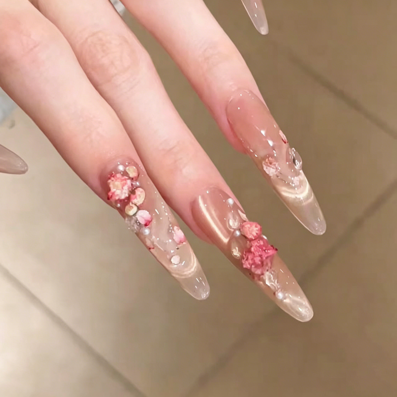 European and American Spice Girls Cat's Eye Flower Retro Nail Art Pure Handmade Wearing Nail Removable Patch