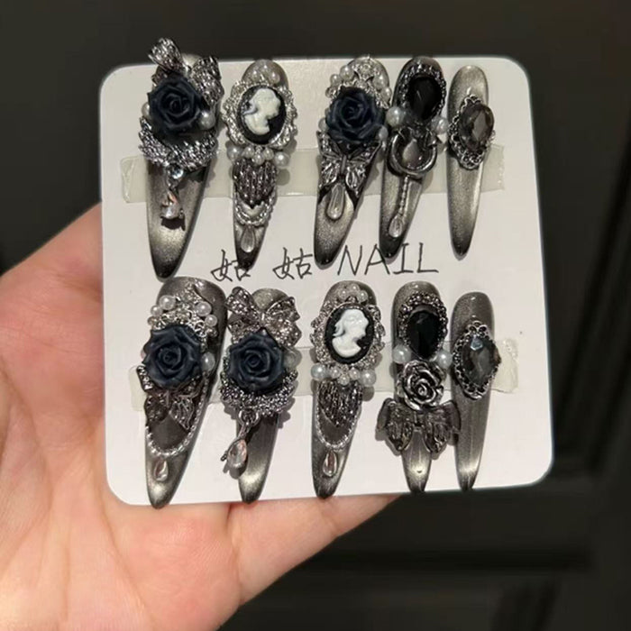 Dark Charm Pure Handmade Wear Nail High Sense Luxury Heavy Industry Nail Patch Fake Nail Patch Removable