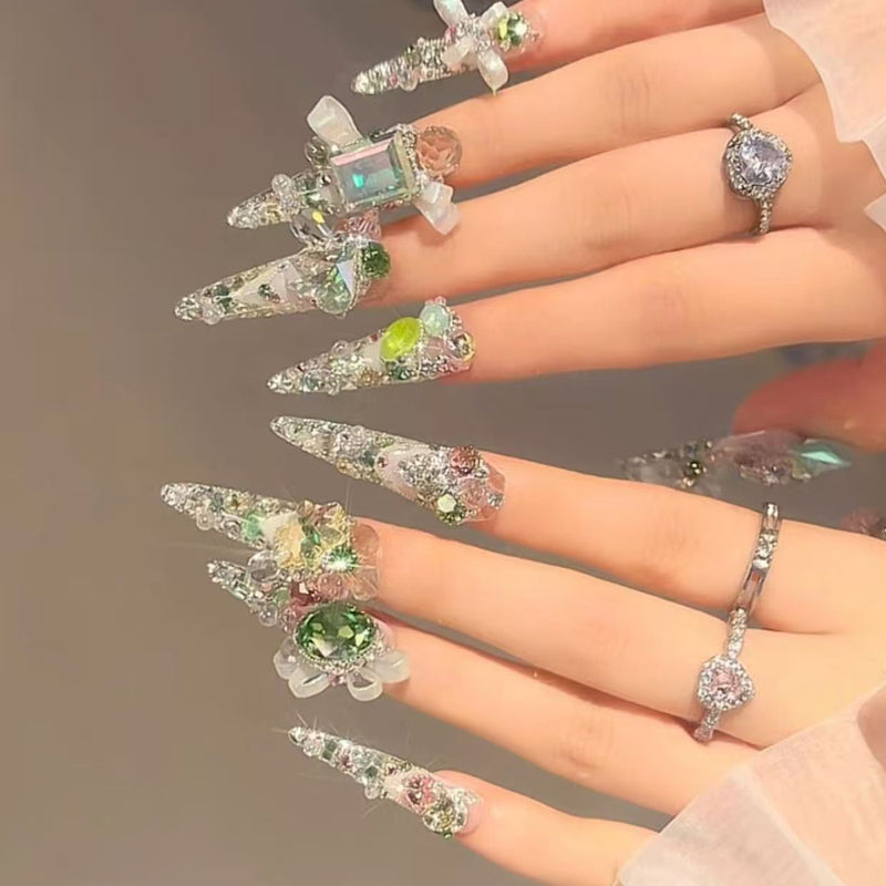 Sweet and spicy island style French exquisite three-dimensional full diamond luxury pure handmade armor