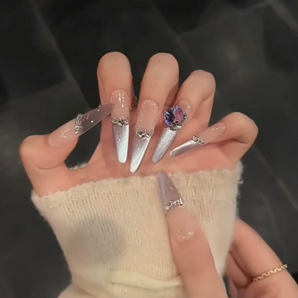 White flash violet color metering cat eye fine silver flash pile diamond long wear armor