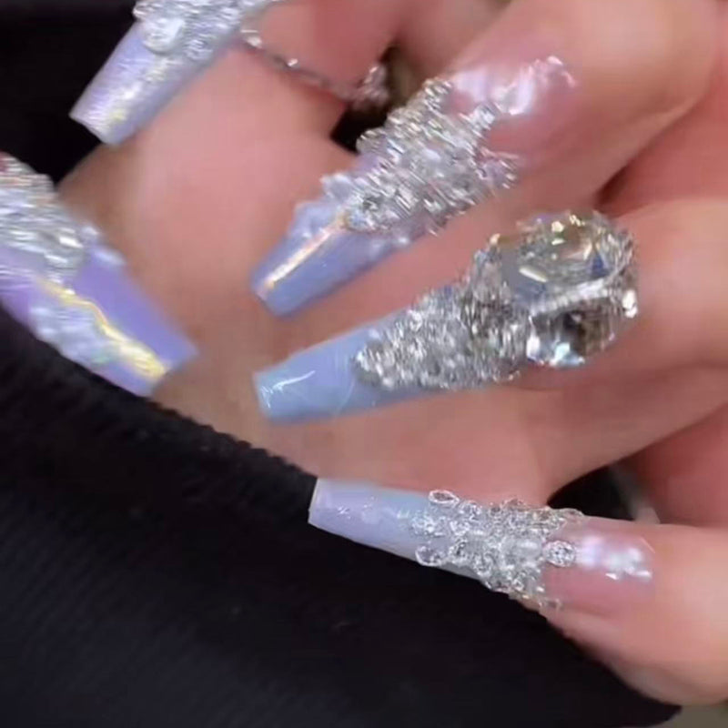 Handmade manicure wearing nail flash diamond cat eye French whitening manicure sticker