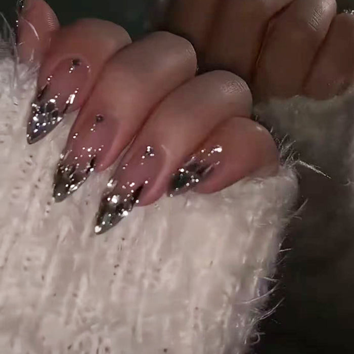 Explosive Nail Art Bright Galaxy Handmade Nail Wear New Year's Welfare Long White Versatile Gentle Nail Art