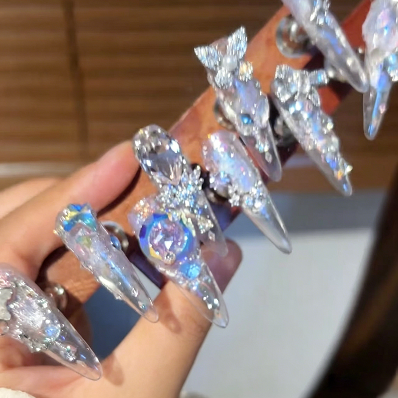 Hand-worn nail super beauty rotary diamond bridal nail bow whitening nail sticker can be reused