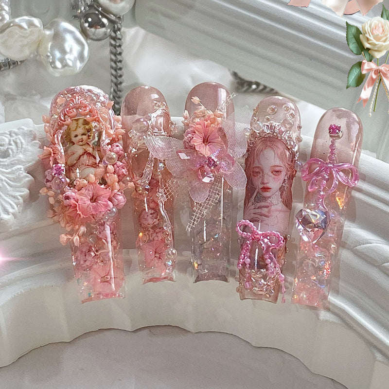 Original Design Princess Lolita Nail Art Wear Nail Pink Lolicon