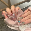 Super heavy industry wears long nail, new high-end light luxury nail patches are beautiful, hand-worn nail art