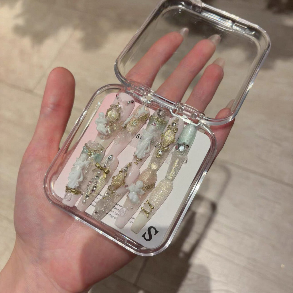Wearable armor girl retro cat eye angel nail art patch detachable