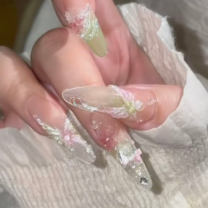 Ice flower gentle white pure desire side light cat eye hand pinch three-dimensional ice flower zircon wear armor