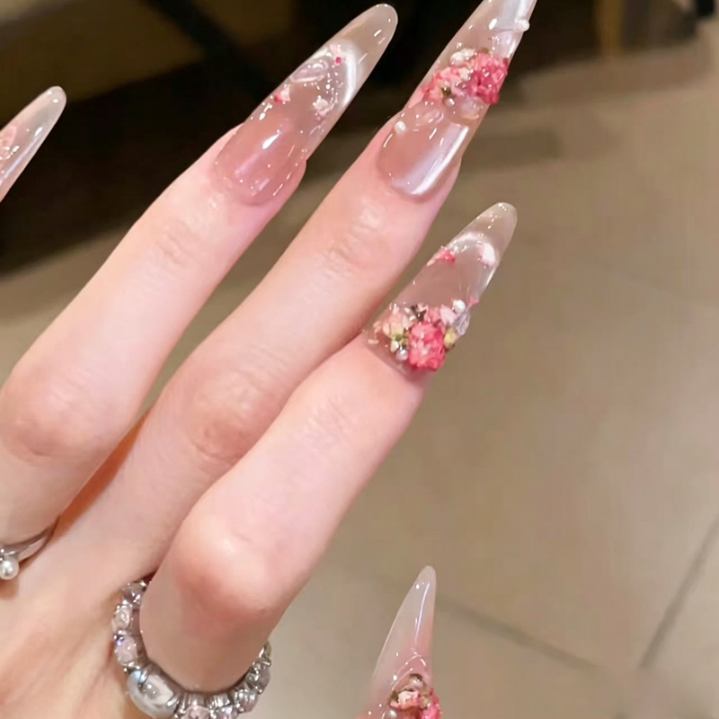 European and American Spice Girls Cat's Eye Flower Retro Nail Art Pure Handmade Wearing Nail Removable Patch