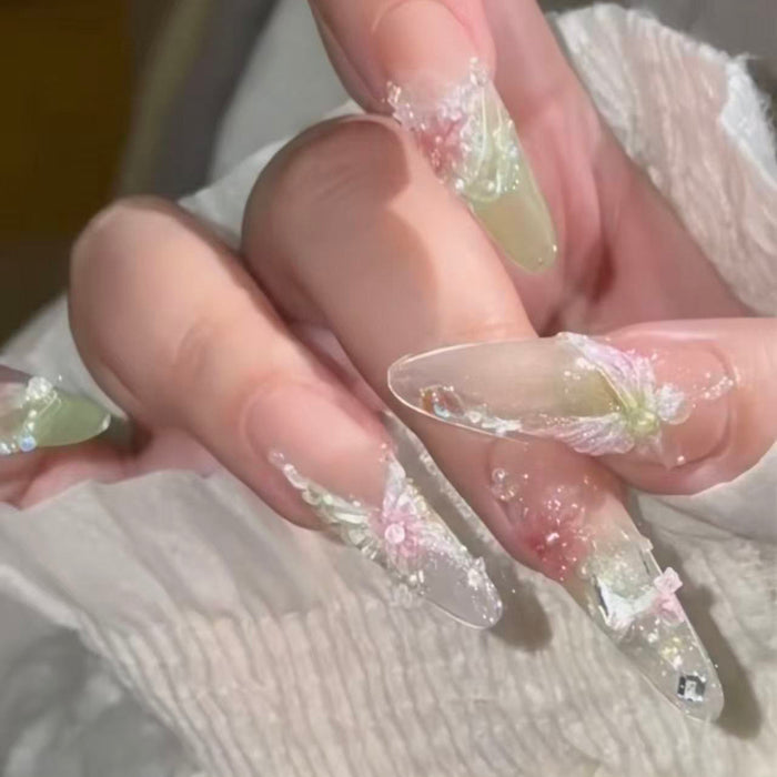 Ice flower gentle white pure desire side light cat eye hand pinch three-dimensional ice flower zircon wear armor