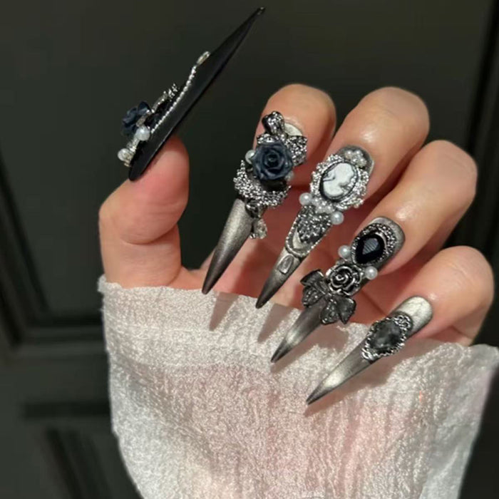Dark Charm Pure Handmade Wear Nail High Sense Luxury Heavy Industry Nail Patch Fake Nail Patch Removable