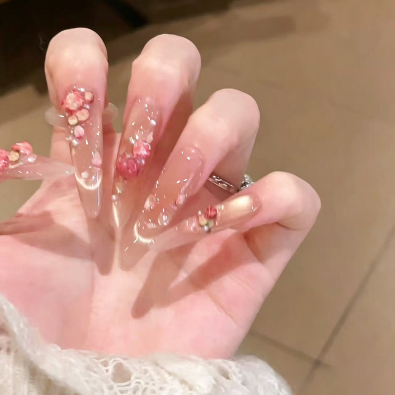 European and American Spice Girls Cat's Eye Flower Retro Nail Art Pure Handmade Wearing Nail Removable Patch