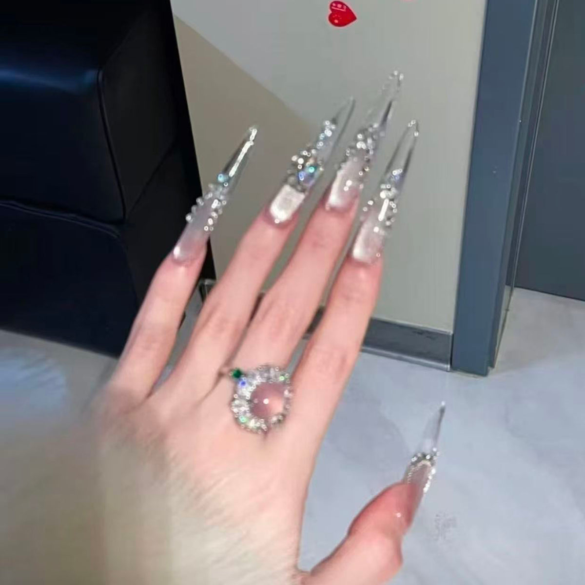 Super Immortal Atmosphere Shining Aurora Full Diamond Cat's Eye Pure Handmade Wedding Photos Nail Art Wear Nail Art