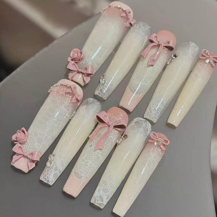 New European and American niche high-end beautiful handmade heavy industry super long nail wear nail