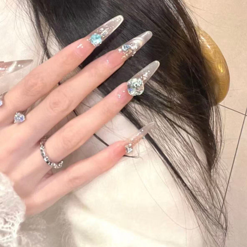 French cat's eye nail piece Wearing nail Medium and long high-end nail patch New beautiful wearing nail art