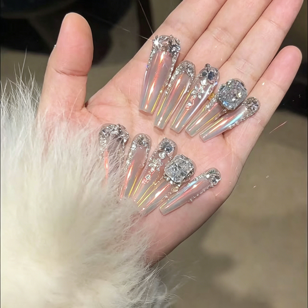 Handmade full diamond heavy industry spring blush gradual change wearing armor white cat eye spring wearing armor