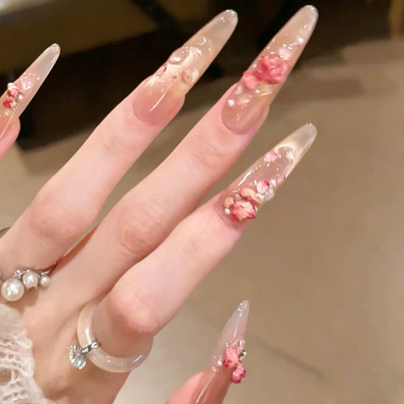 European and American Spice Girls Cat's Eye Flower Retro Nail Art Pure Handmade Wearing Nail Removable Patch