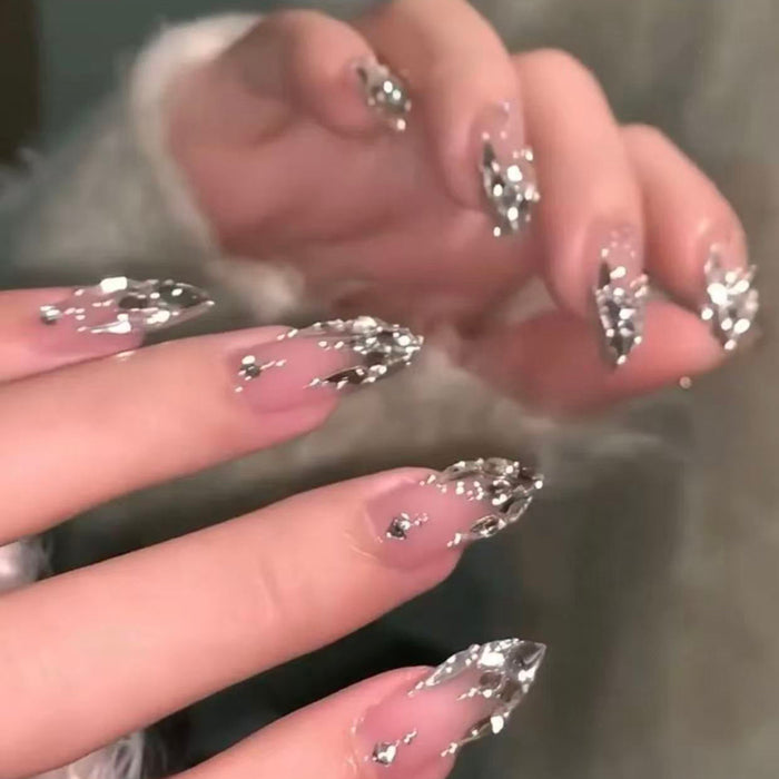 Explosive Nail Art Bright Galaxy Handmade Nail Wear New Year's Welfare Long White Versatile Gentle Nail Art