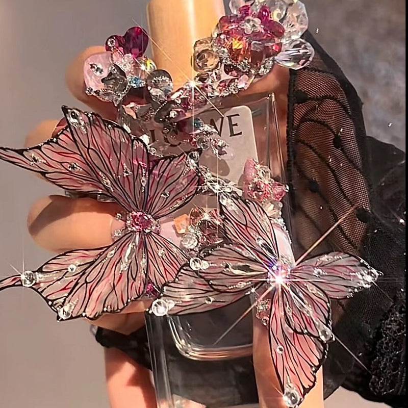 Super heavy industry handmade gift butterfly artwork wearing nail advanced sense handmade nail patch