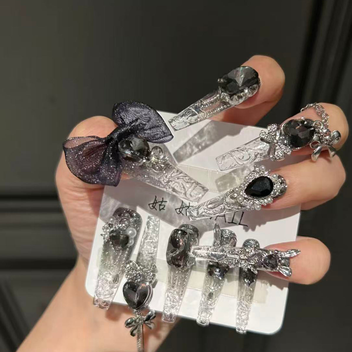 Original handmade wearable nails, crushed ice, pure desire style manicure, handmade exquisite butterfly heavy industry nails