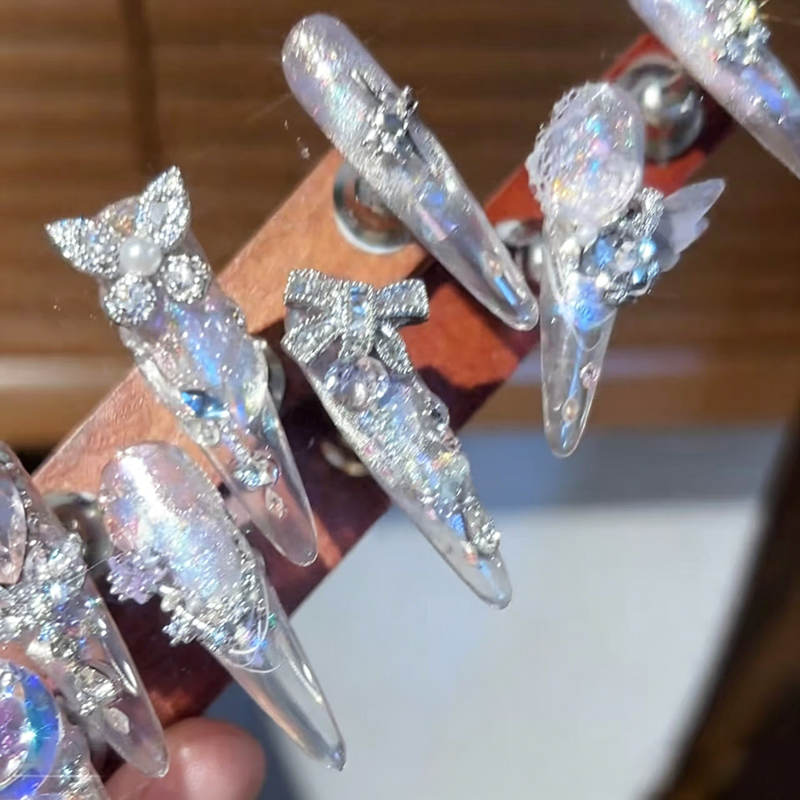 Hand-worn nail super beauty rotary diamond bridal nail bow whitening nail sticker can be reused